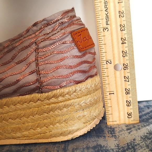 Joy and Mario Womens Satin Champagne/Pink /Wedge Slip On Espadrilles /Size 8 - Picture 6 of 7